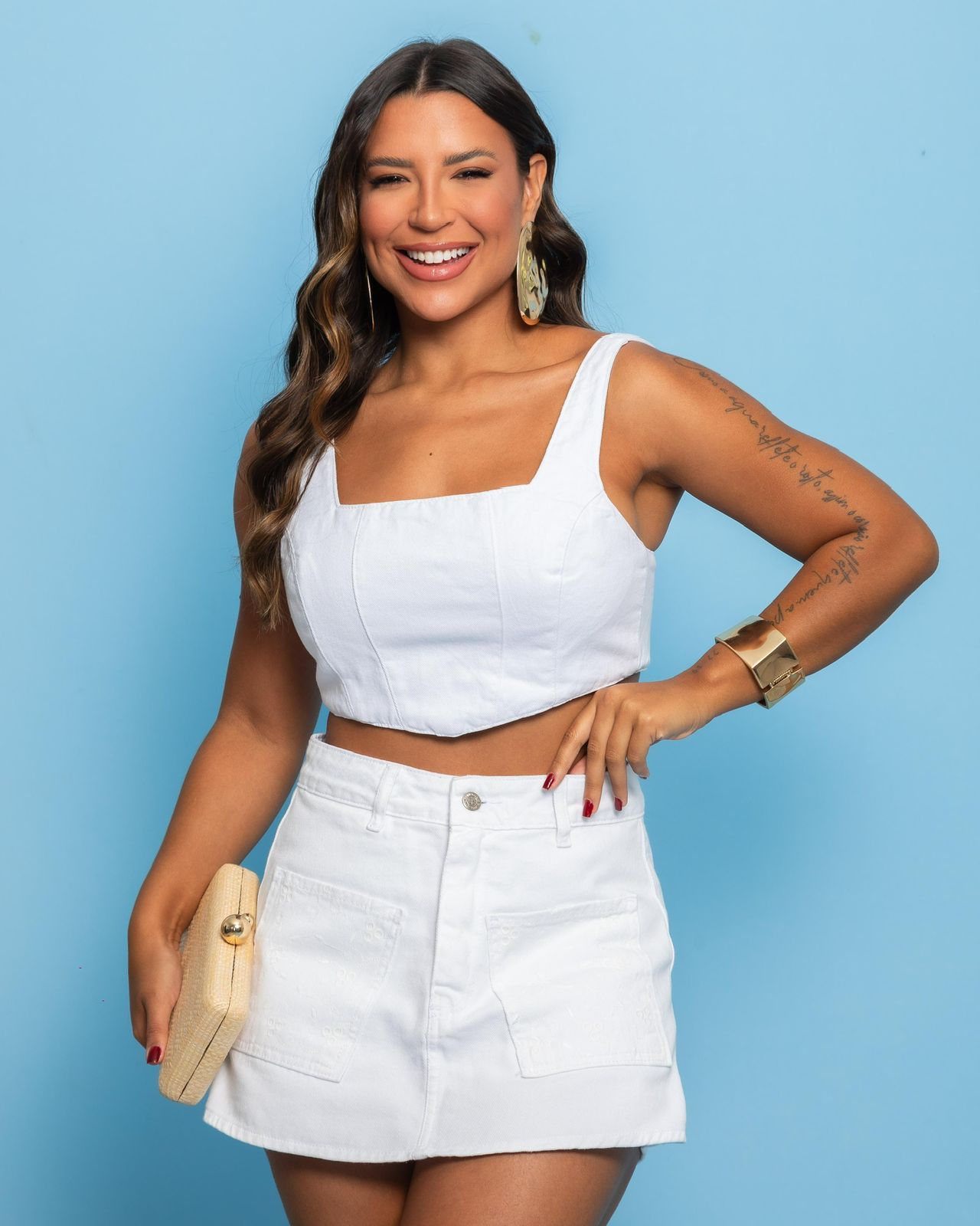 Conjunto jeans branco