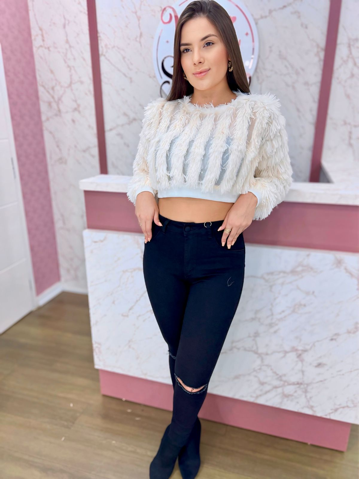 Blusa Cropped Pelinhos