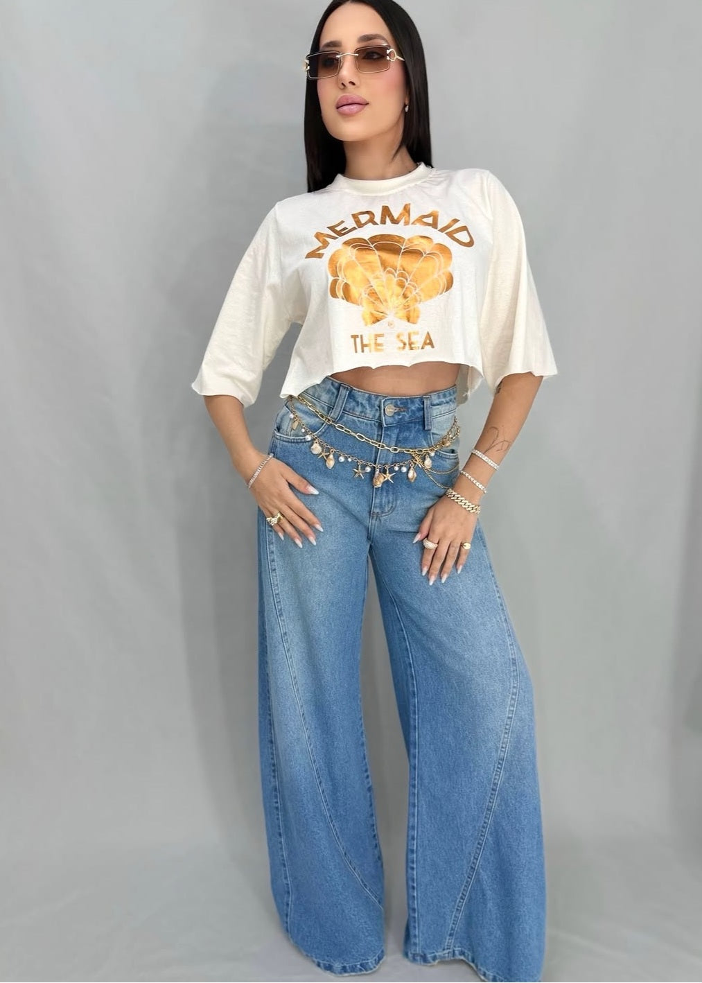 Calça Pantalona Jeans...