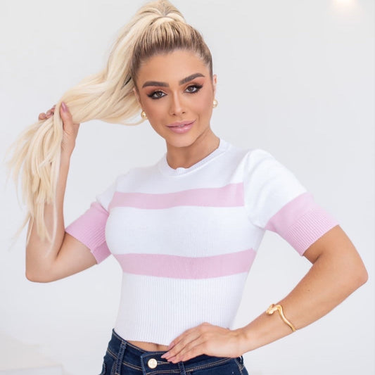 Blusinha listras em tricote modal