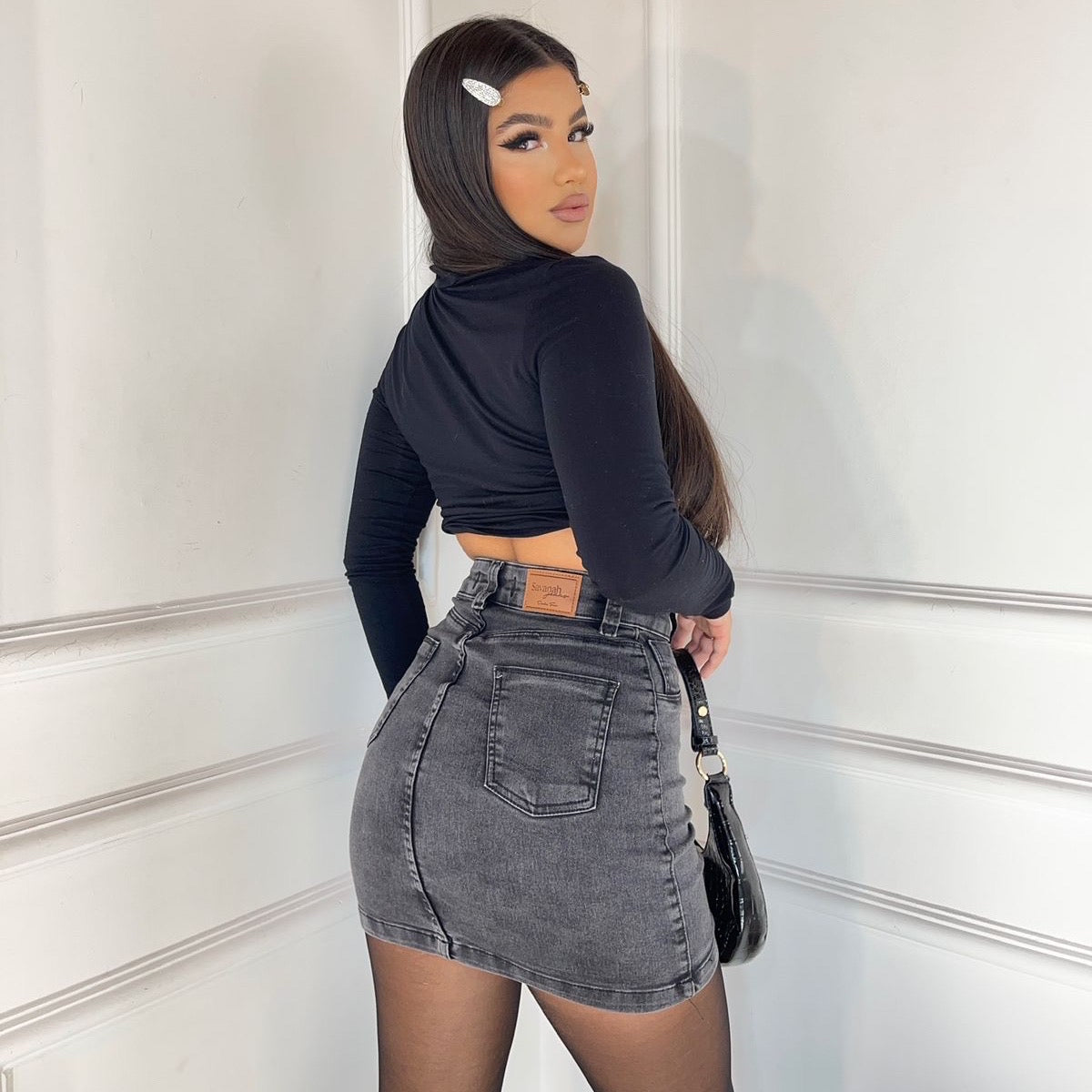 Saia jeans modelo tubinho new black