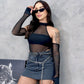 Body Patricia em tule manga longa com luva