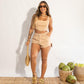 Conjunto em jeans bege