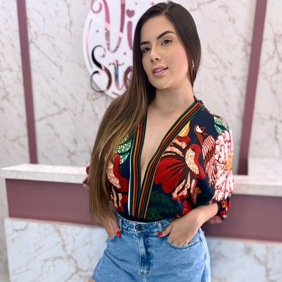 Body estampado estilo Farm Azul