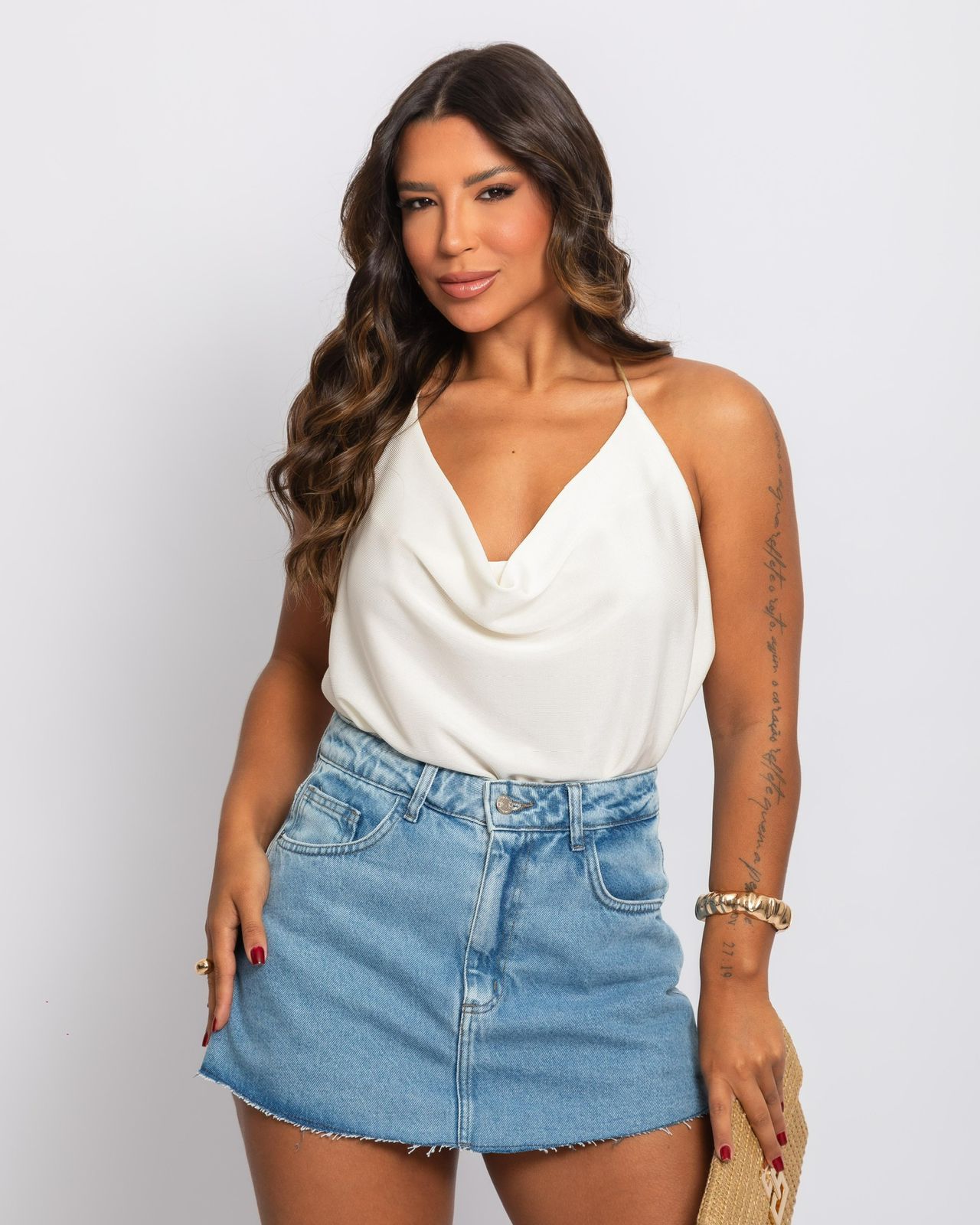 Shorts saia jeans claro