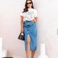 Saia Jeans Midi com fenda