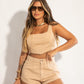 Conjunto em jeans bege
