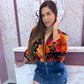 Body estampado estilo Farm Preto