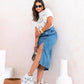 Saia Jeans Midi com fenda