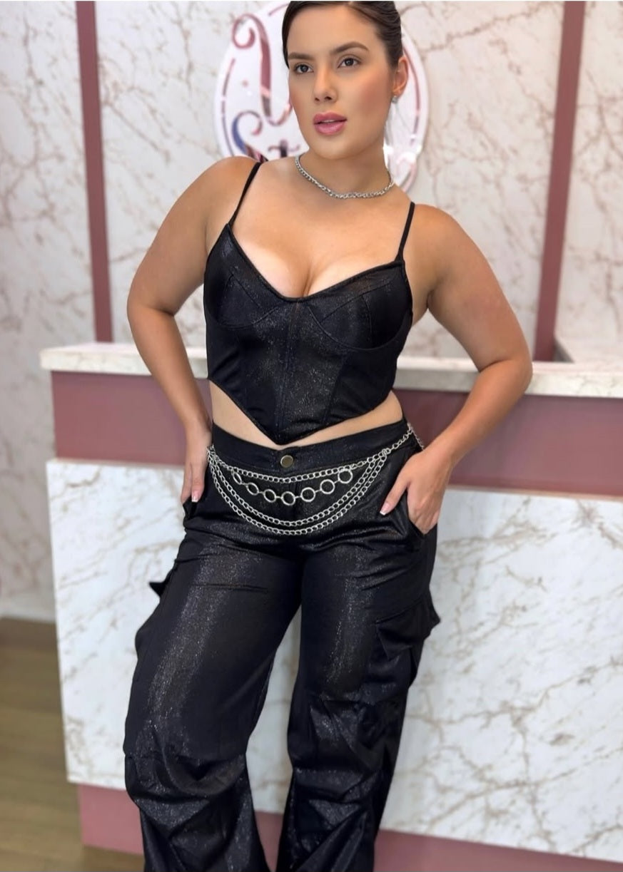 Calça gloss preta