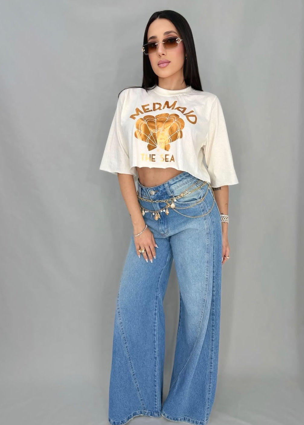 Calça Pantalona Jeans...