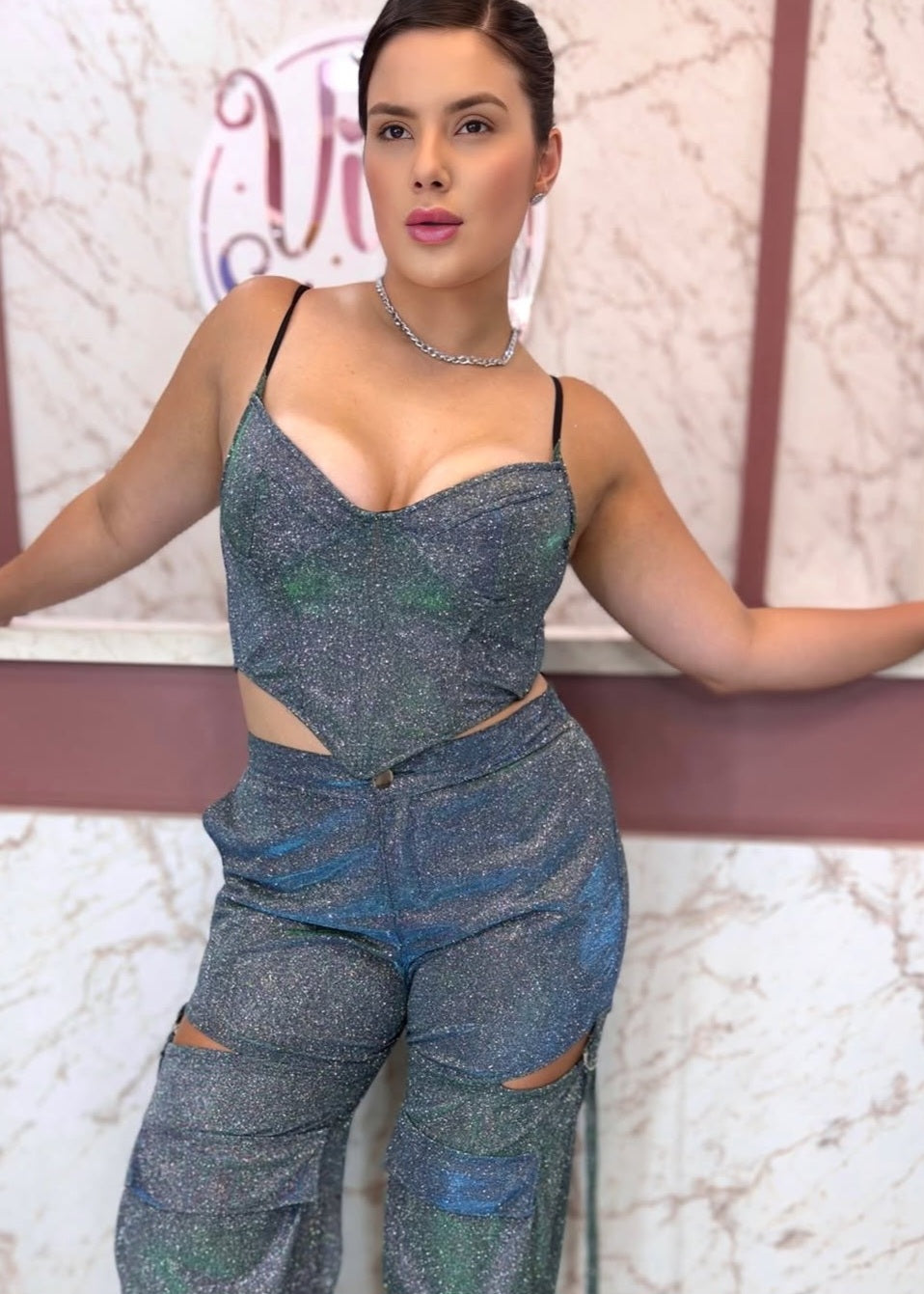 Calça luxo com brilho