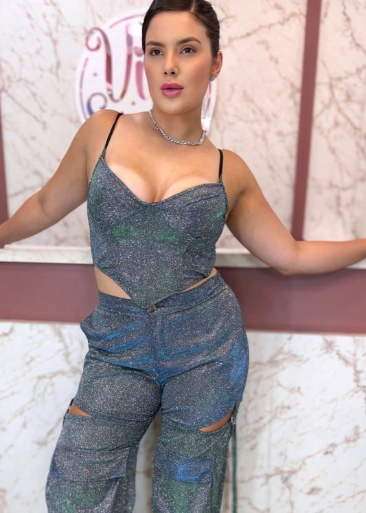 Calça luxo com brilho