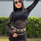 Vestido Manga Longa em Renda