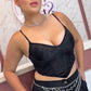 Corset cropped gloss preto