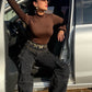 Calça cargo jeans preto estonado