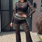 Calça renda flare com elastano