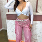 Calça gloss rosa bebê