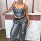 Calça gloss prata