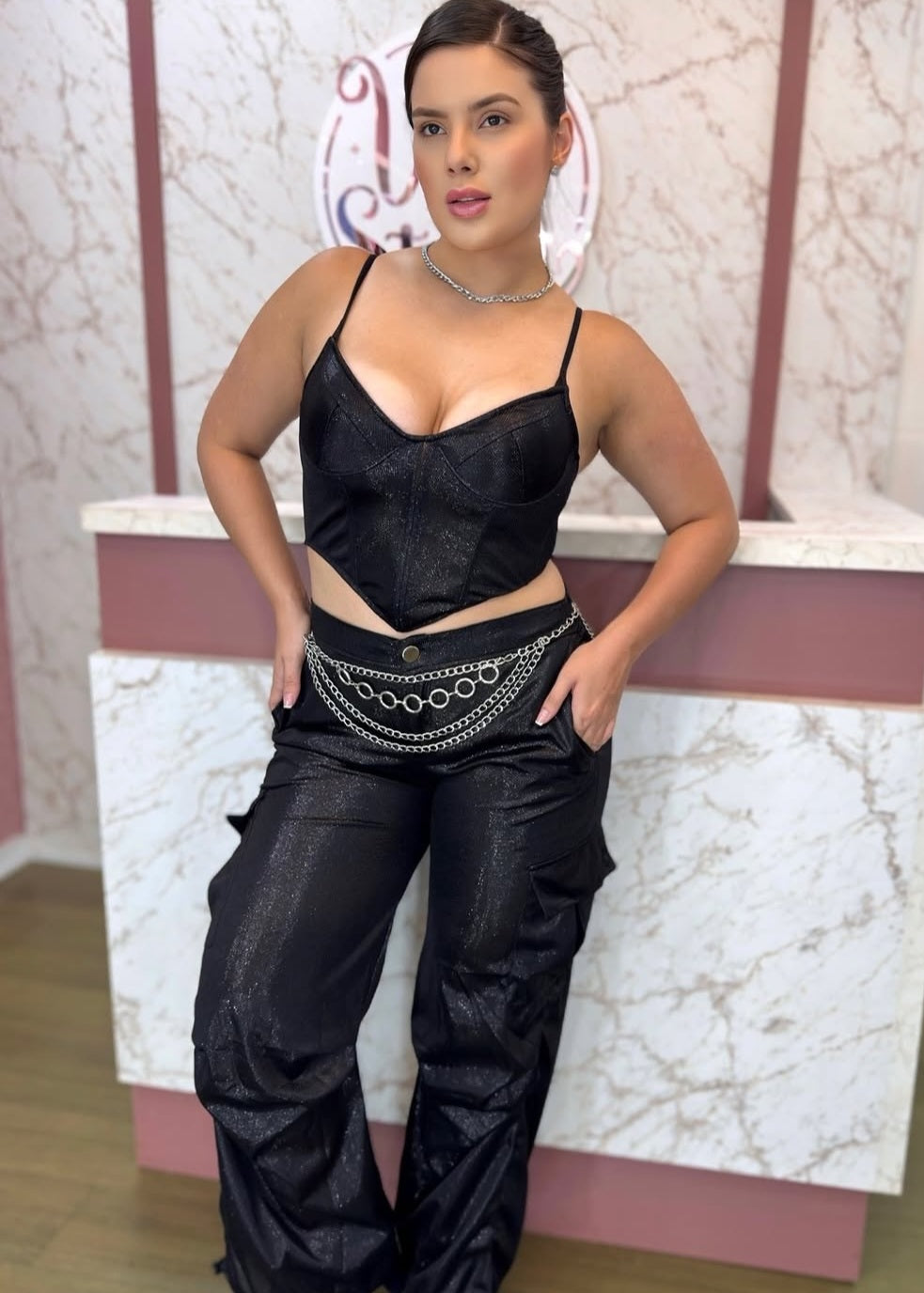 Calça gloss preta