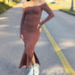Vestido ombro a ombro com bojo