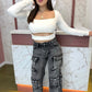 Calça jeans preta stonada 12 bolsos