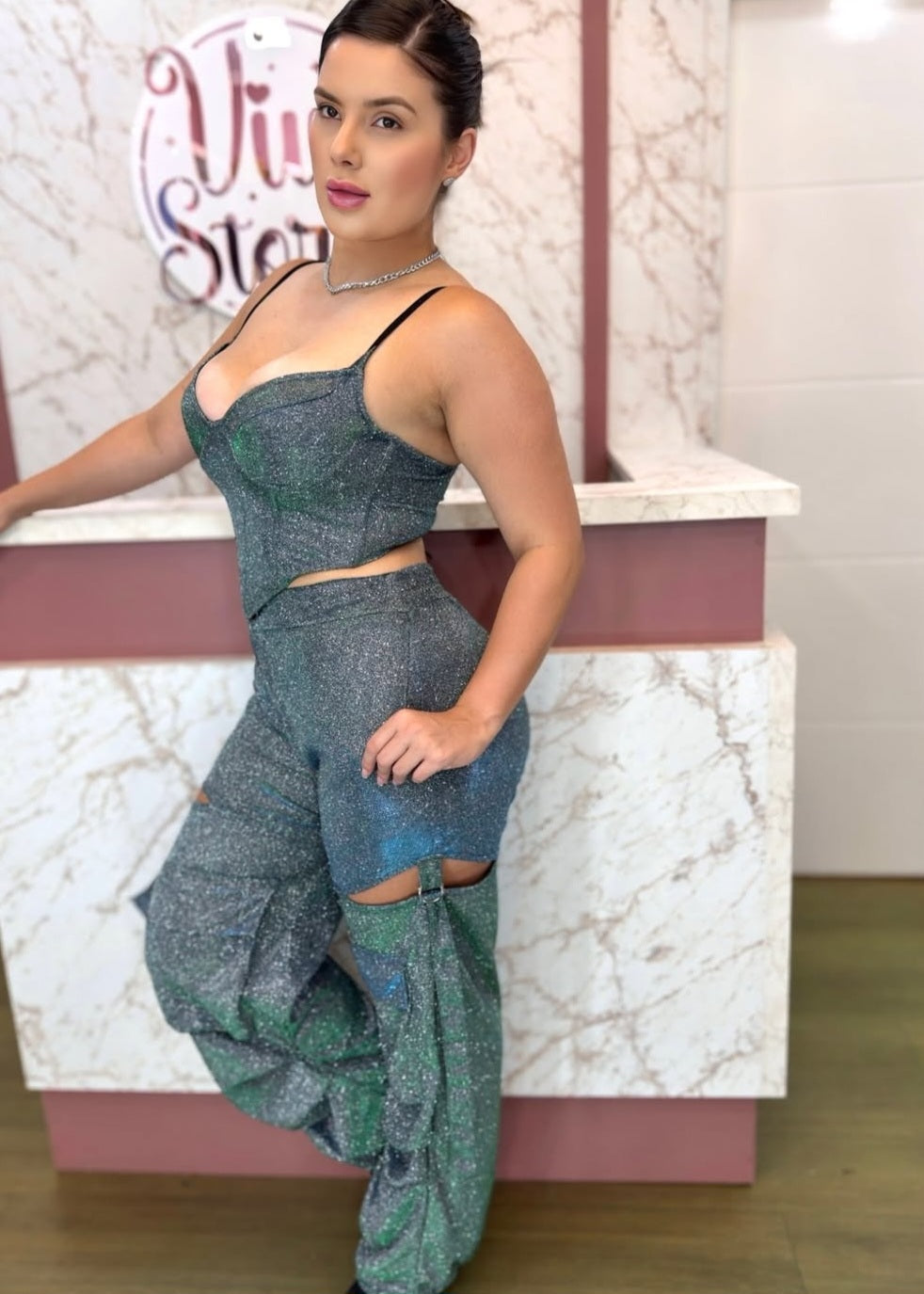 Calça luxo com brilho