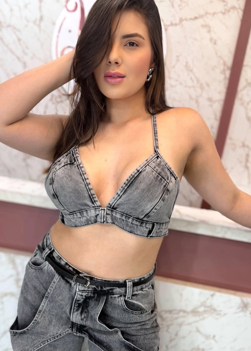 Cropped Jeans graffite