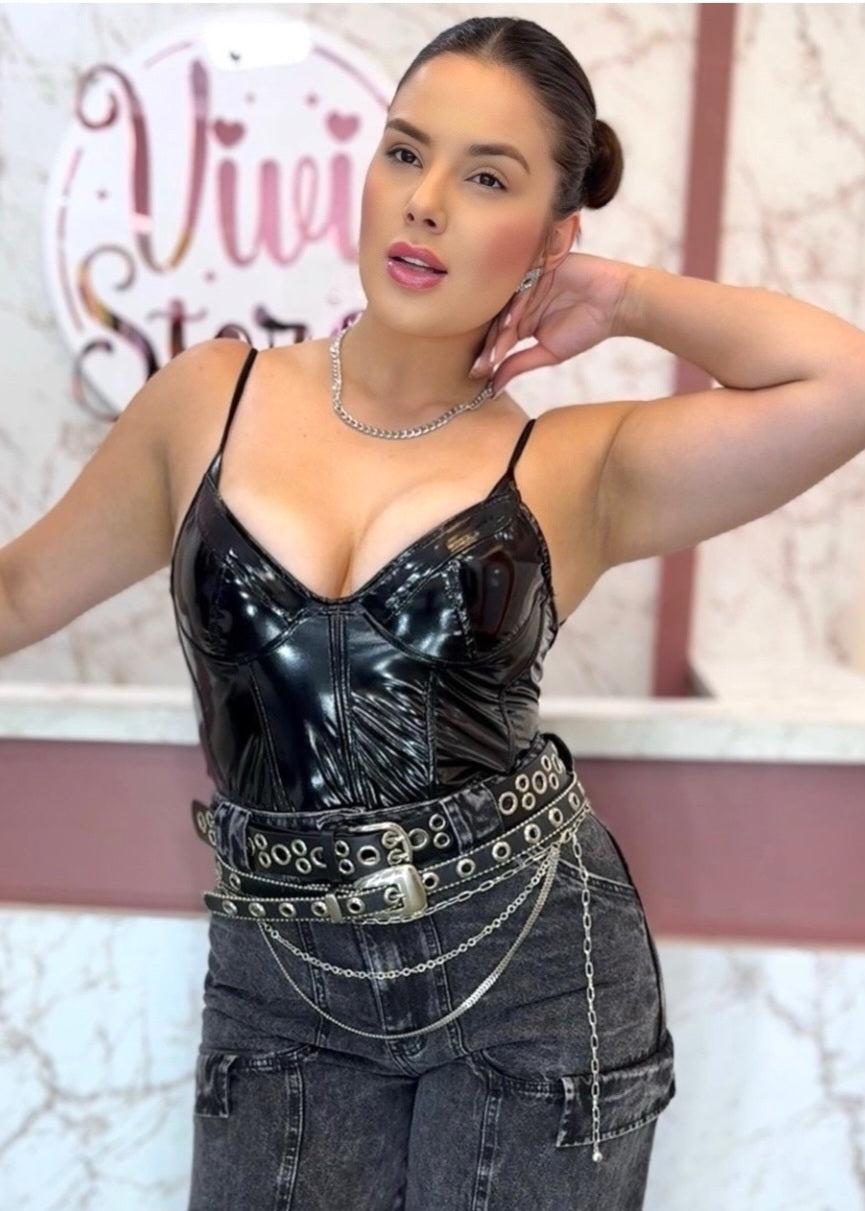 Cropped corset vinil