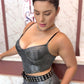 Corset cropped gloss prata