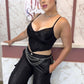 Corset cropped gloss preto
