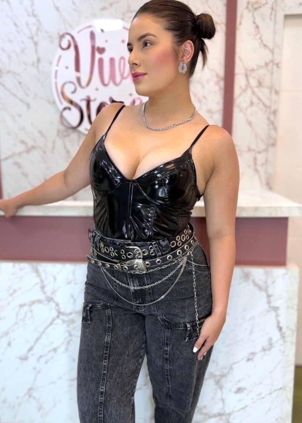 Cropped corset vinil