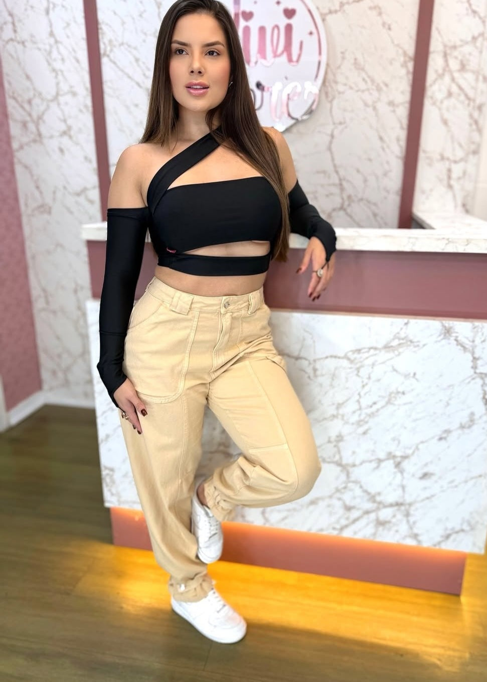 Calça jogger areia